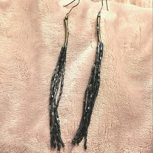 Long sequin bead dangle earrings
